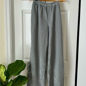 Aerie Black and White Gingham Wide Leg Pants